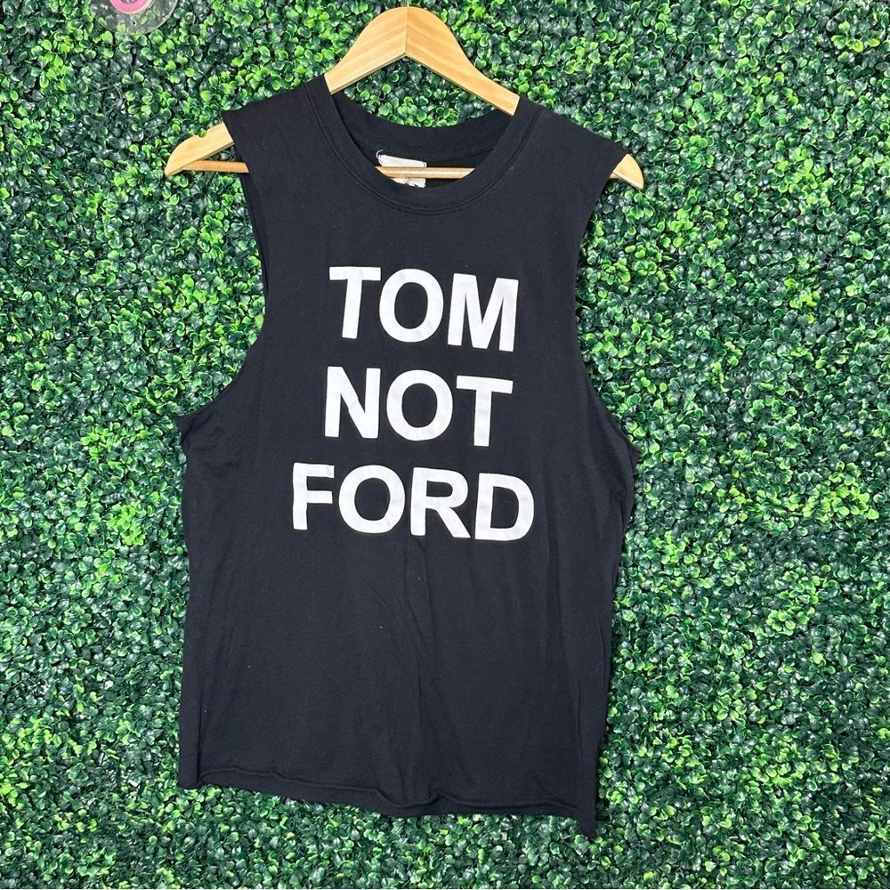Tom Not Ford Graphic Muscle Tank BLQ Black Sz 0 OS